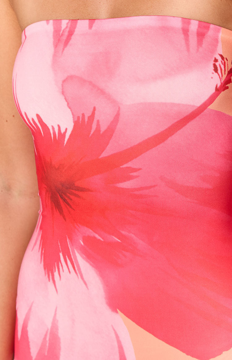 Arizona Orange Floral Print Maxi Dress