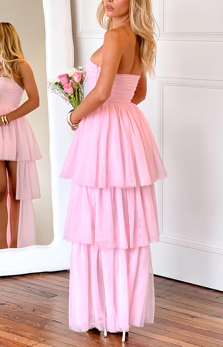 Avery Pink High-Low Maxi Dress