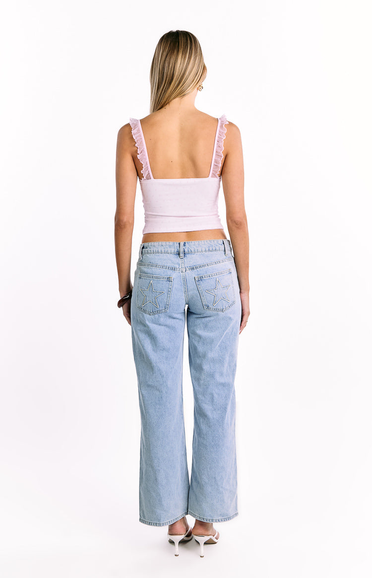 Bambi Pink and White Polka Dot Frill Top