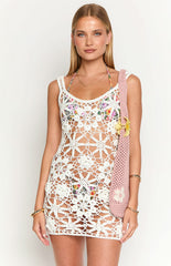 Bayley White Garden Crochet Mini Dress