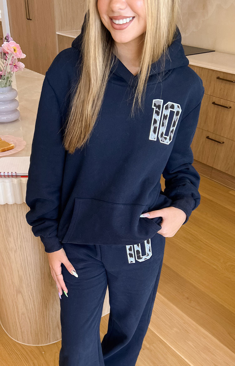 Beginning Navy Leopard Star Hoodie
