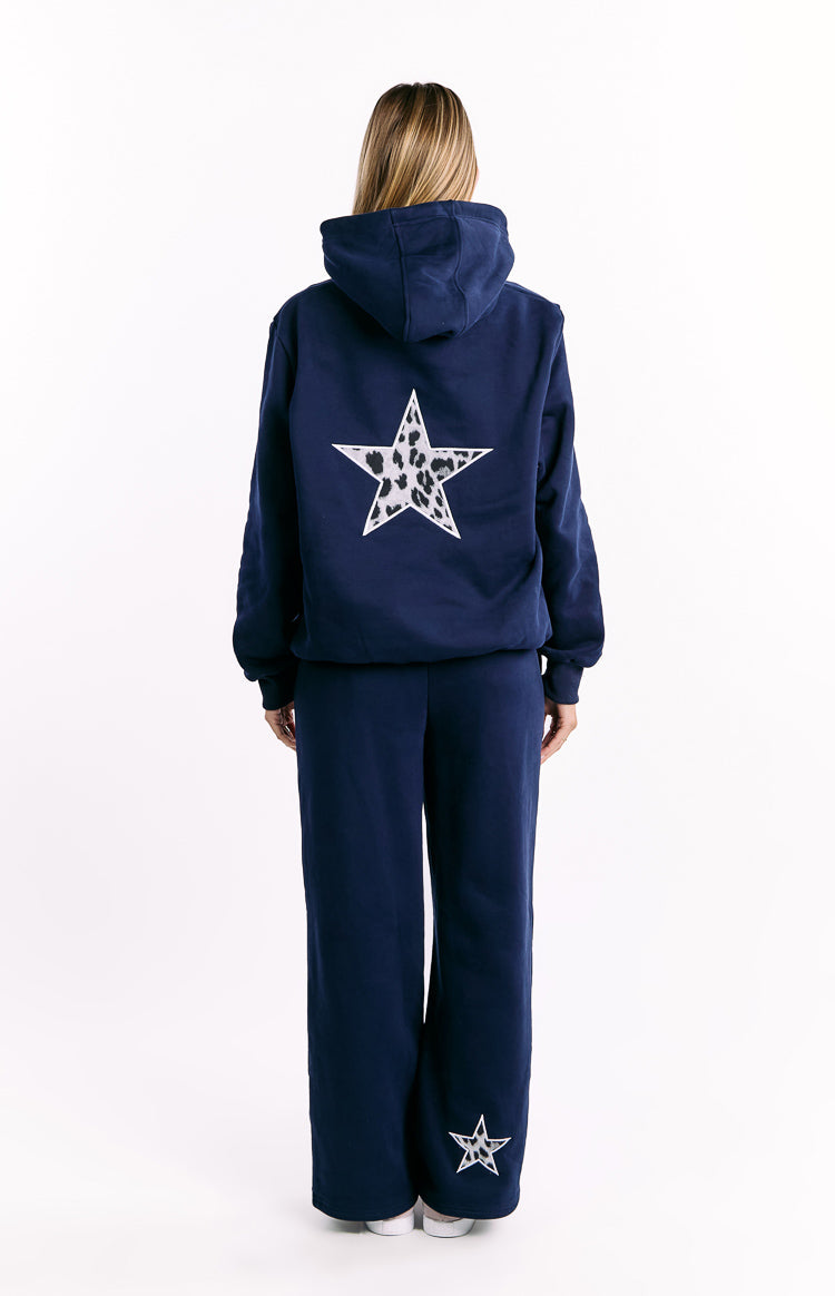Beginning Navy Leopard Star Hoodie