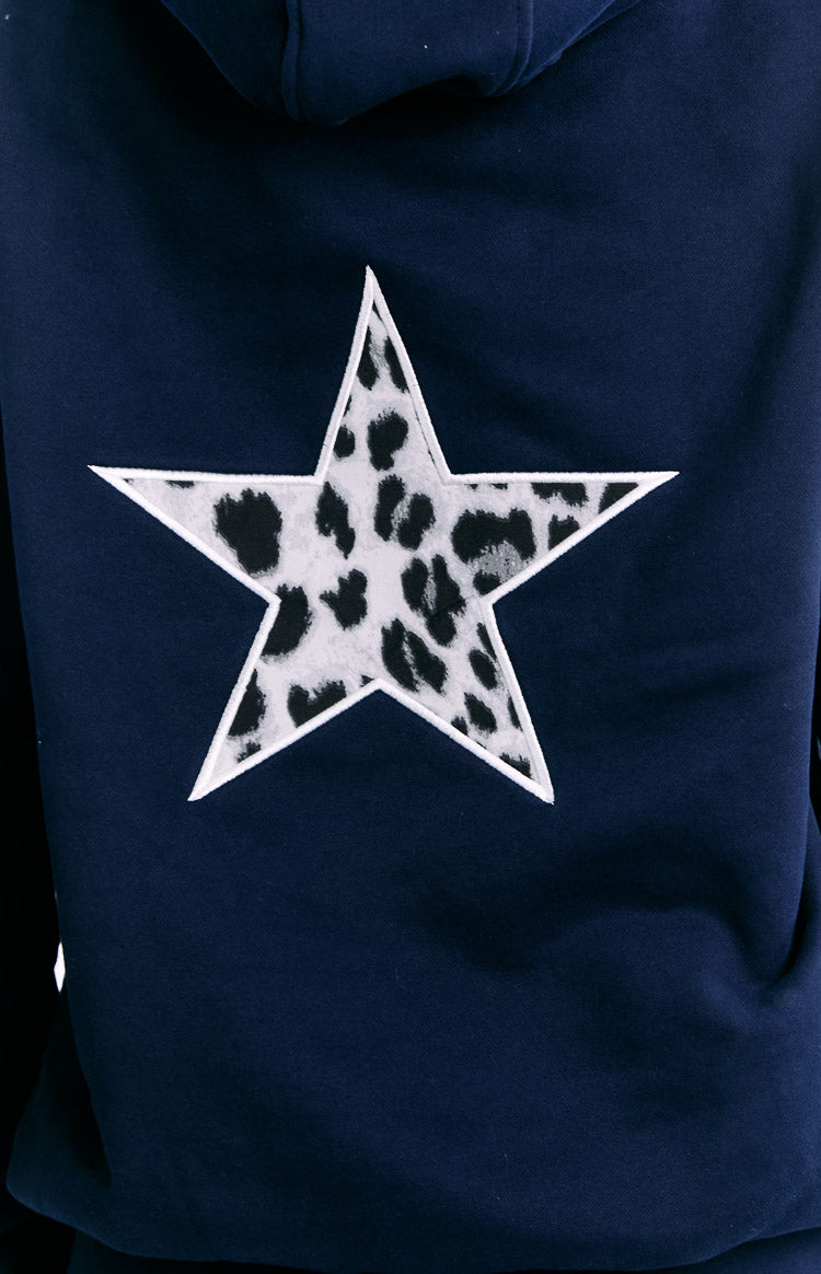 Beginning Navy Leopard Star Hoodie
