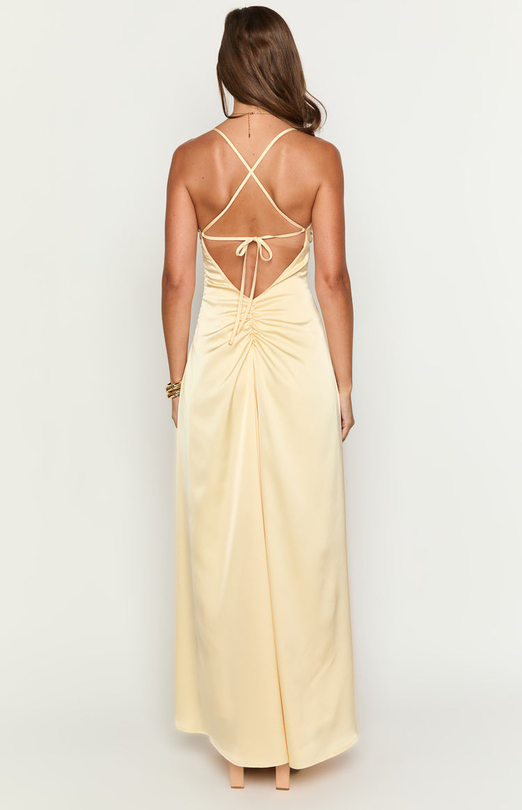 Blaise Yellow Satin Maxi Dress