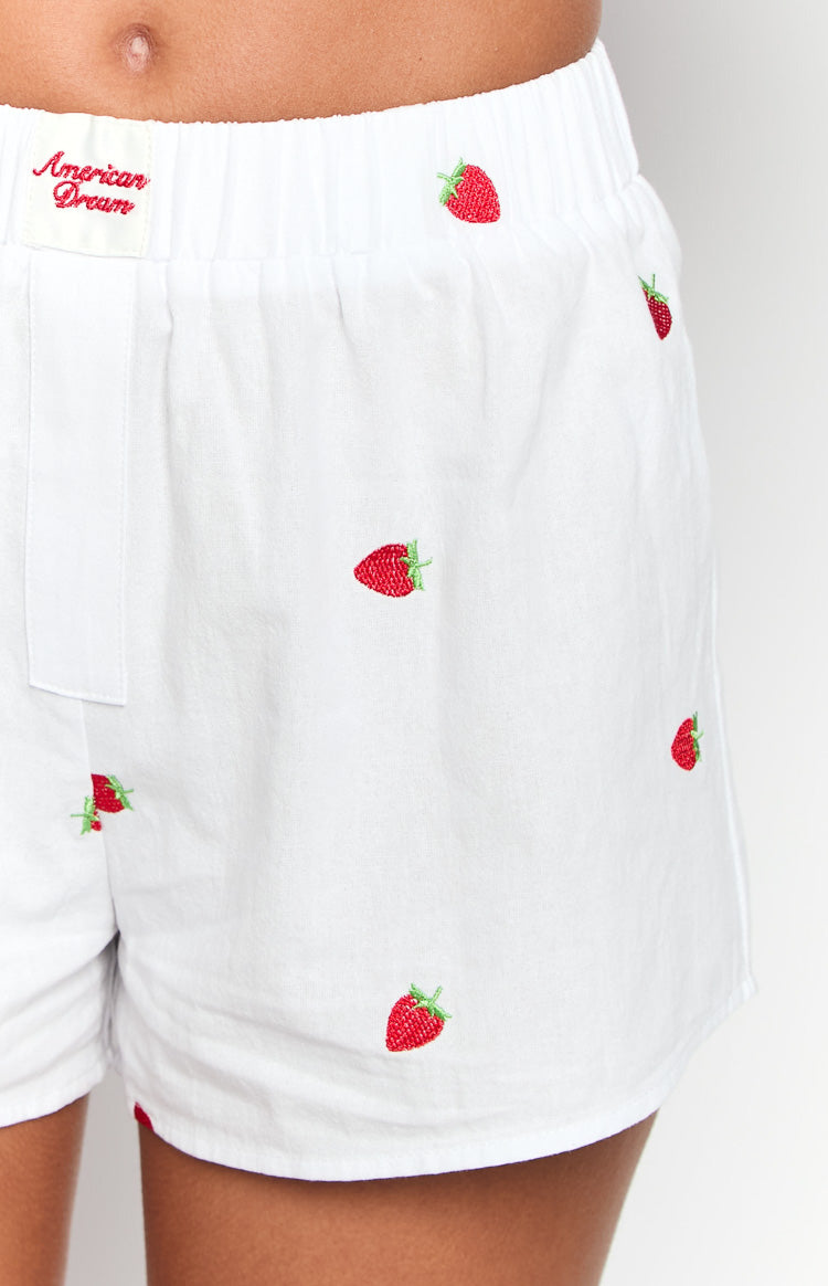 Brad White Strawberry Embroidered Boxer Shorts