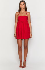 Carter Red Halter Mini Dress