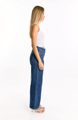 Calliope Pinstripe Mid Wash Mid Rise Slouchy Jeans