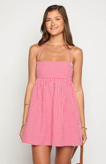 Carter Red Gingham Halter Mini Dress