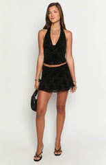 Clancy Black Velvet Mini Skirt