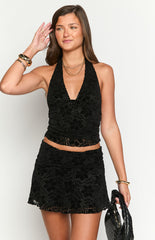 Clancy Black Velvet Mini Skirt