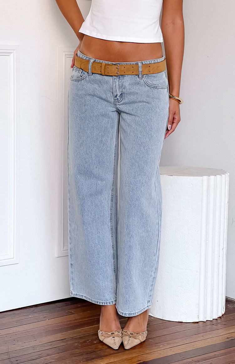 Clara Star Light Wash Denim Low Rise Jeans