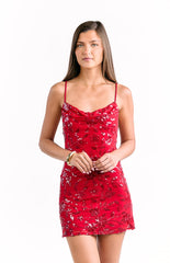 Cordae Red Sequin Party Mini Dress