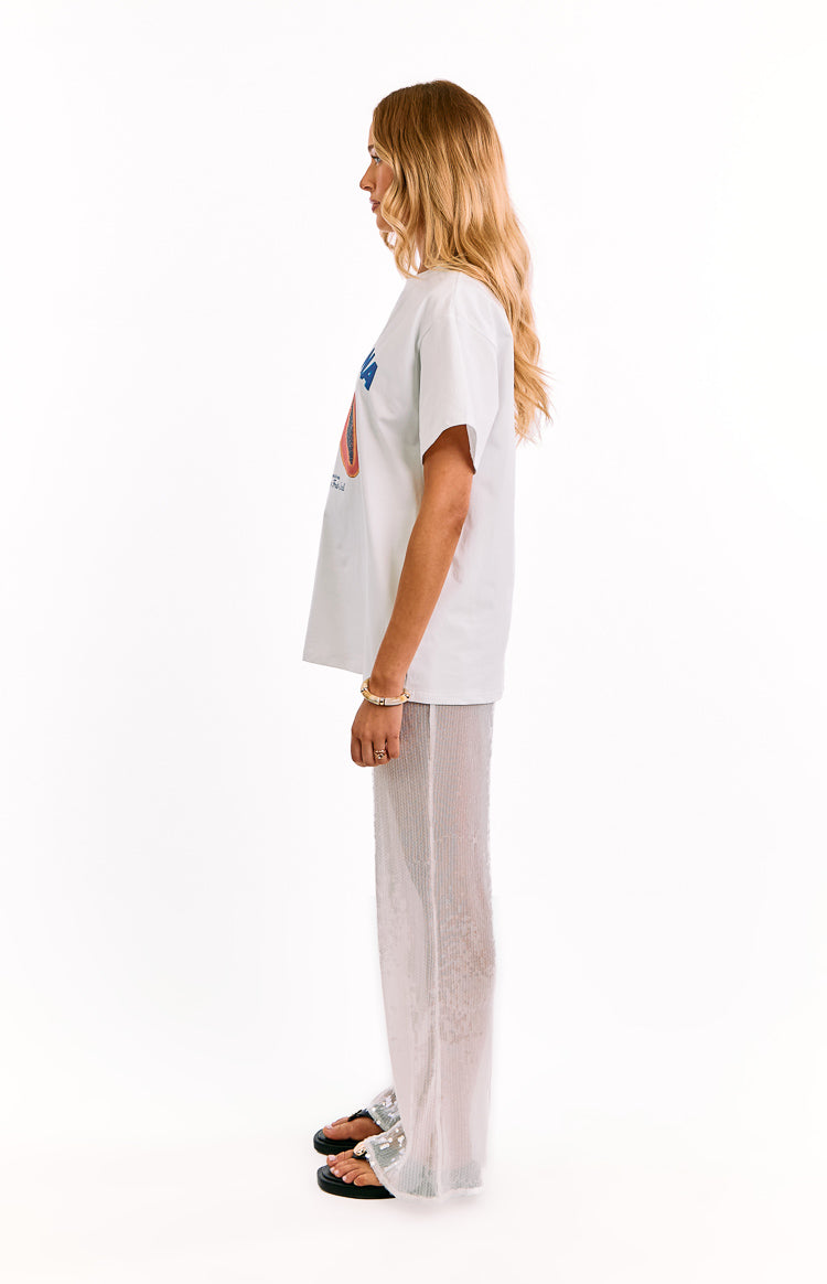 Cordelia White Sequin Wide Leg Pants