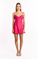 Noeline Pink Satin Mini Dress
