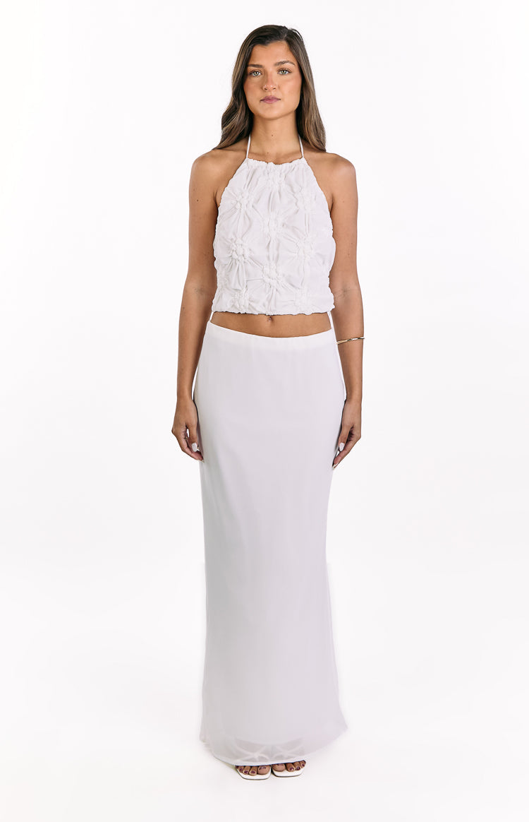 Daisie White Textured Halter Top