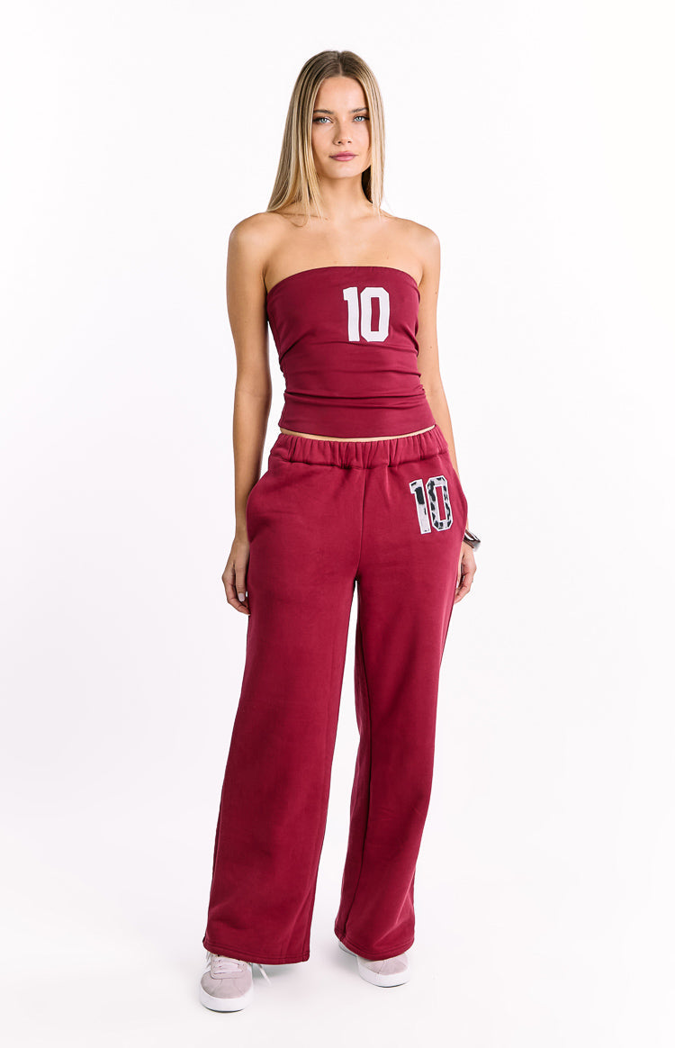 Dania Burgundy Leopard Star Track Pants