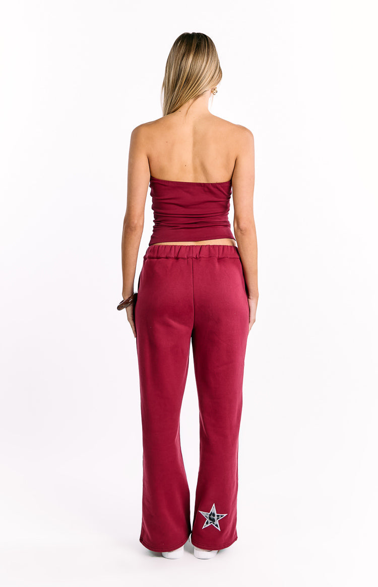 Dania Burgundy Leopard Star Track Pants