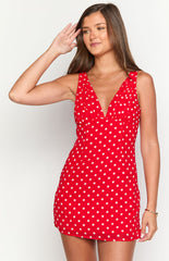 Daphne Red Polka Dot Mini Dress