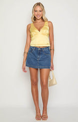 Ivory Petal Yellow Satin Top