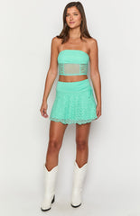 Stay Teal Lace Mini Skirt