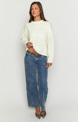Edwina Cream Raw Edge Knit Sweater