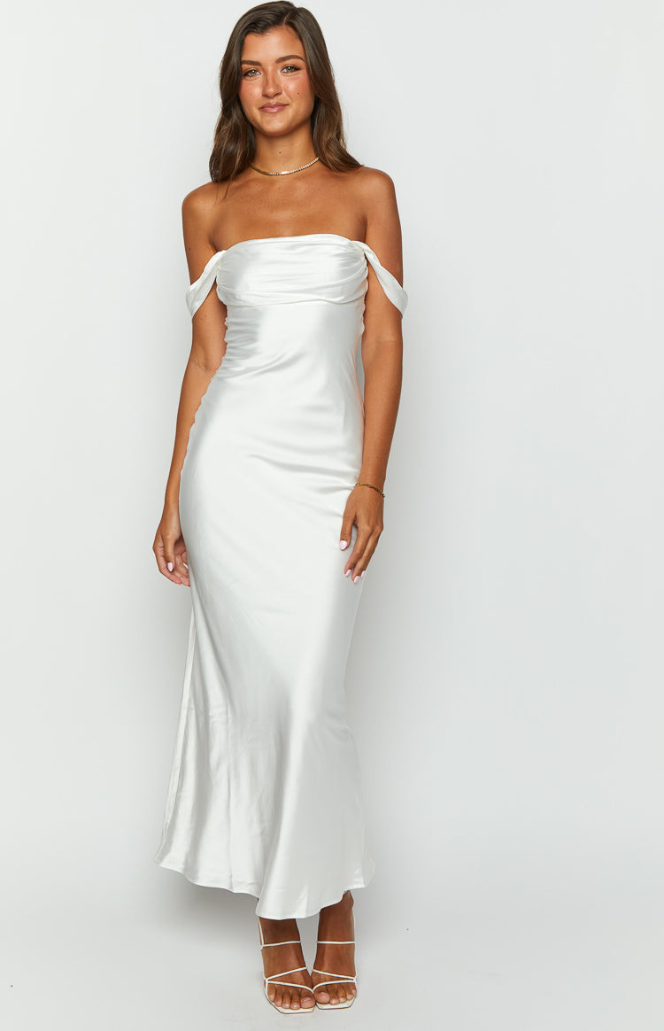Ella White Off Shoulder Formal Dress