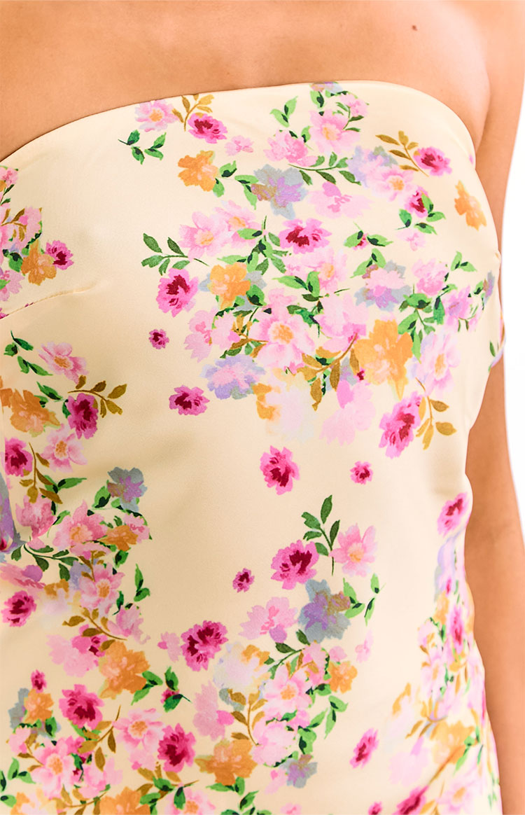 Ellie Yellow Bloom Strapless Mini Dress