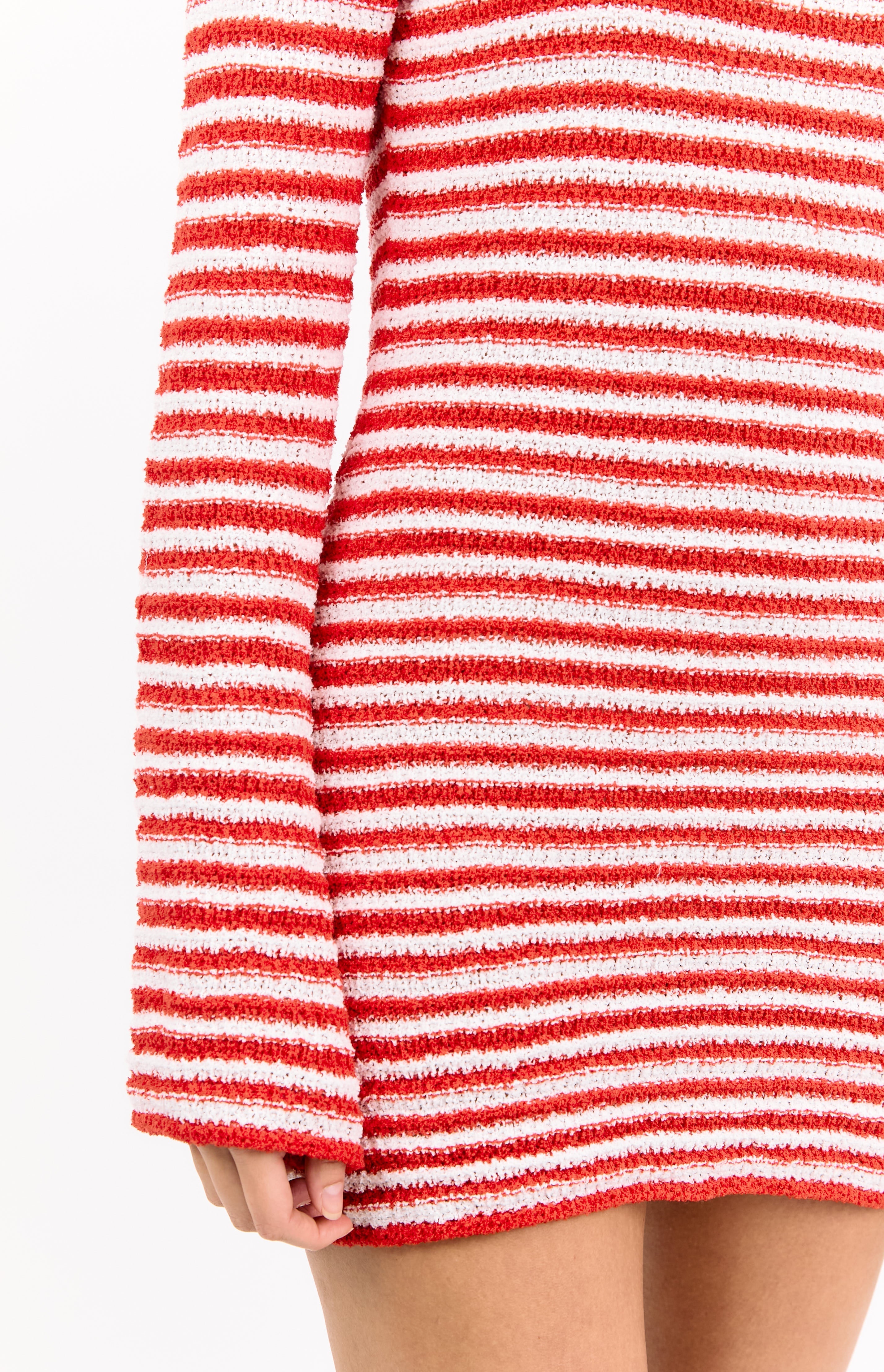 Elmer Red Stripe Long Sleeve Knit Mini Dress