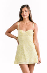 Evani Yellow Sequin Party Mini Dress