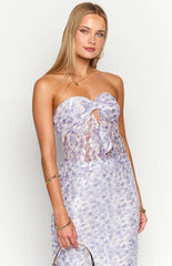 Faint Purple Lace Strapless Top