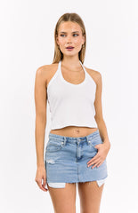 Found Love Light Wash Denim Low Rise Mini Skirt