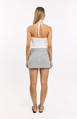 Frazer Blue Stripe Tie Side Mini Skirt