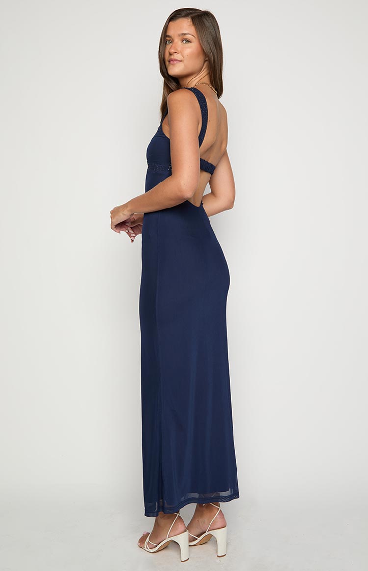 Gabriella Navy Mesh Maxi Dress
