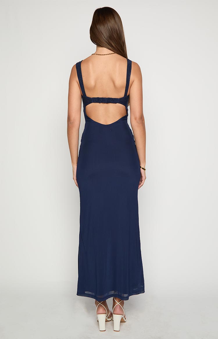 Gabriella Navy Mesh Maxi Dress