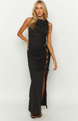 Glam Black Tie Maxi Dress