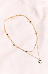 Gold Heart Double Chain Necklace