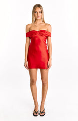 Gracie Red Off Shoulder Party Mini Dress