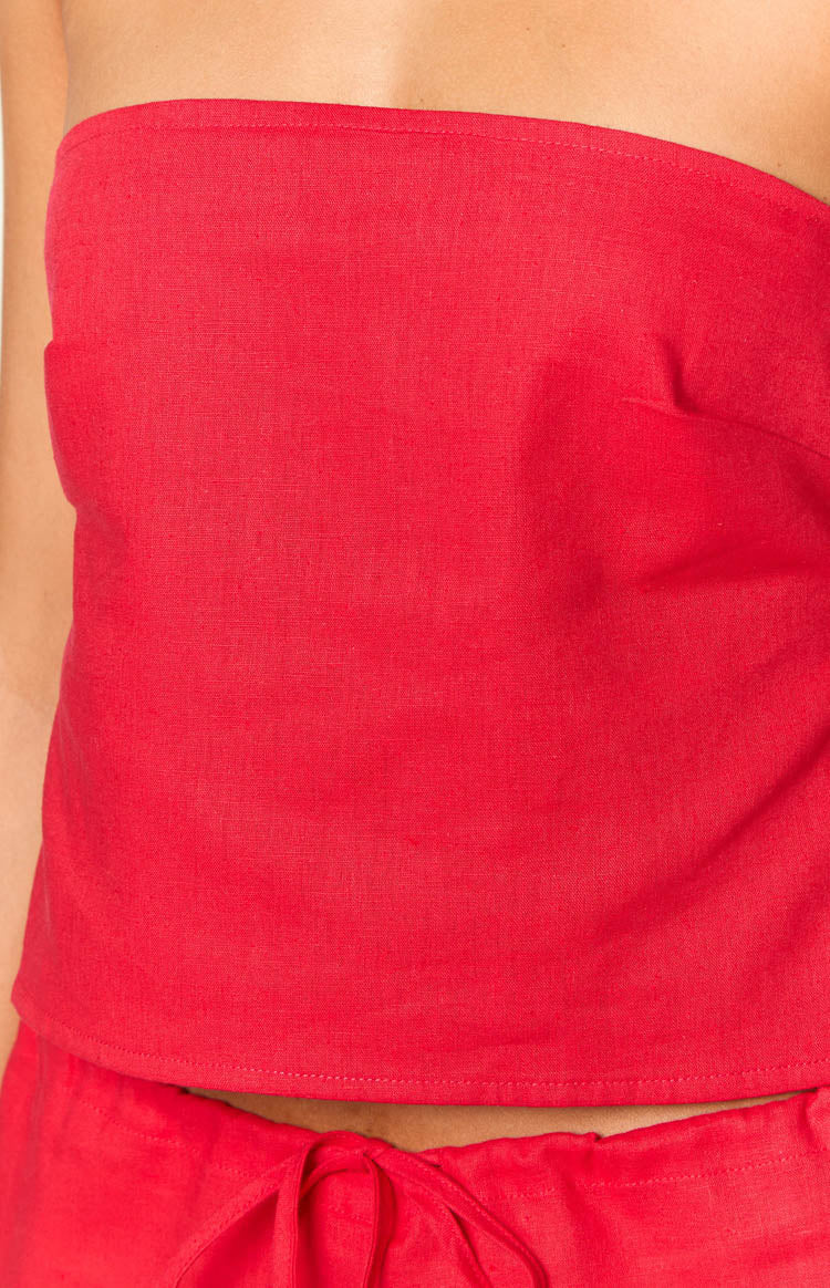 Ibiza Red Strapless Top