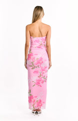 Imogen Pink and Green Floral Print Maxi Dress