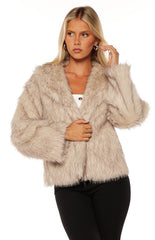 It Girl Sand Faux Fur Jacket