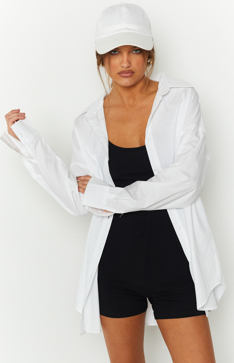 Ivaliah White Oversized Button Up Shirt