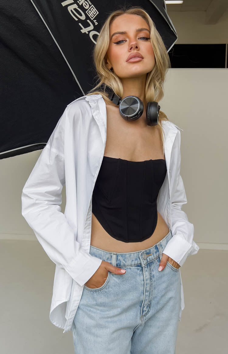 Ivaliah White Oversized Button Up Shirt