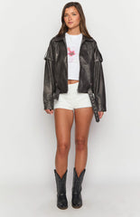 Jessica Anne PU Washed Black Jacket