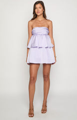 Jamie Lilac Satin Strapless Mini Dress