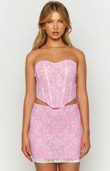 Jem Pink Lace Mini Skirt