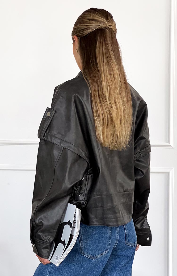 Jessica Anne PU Washed Black Jacket