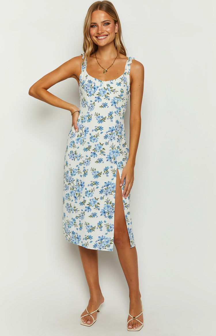 Jessie Blue Floral Midi Dress