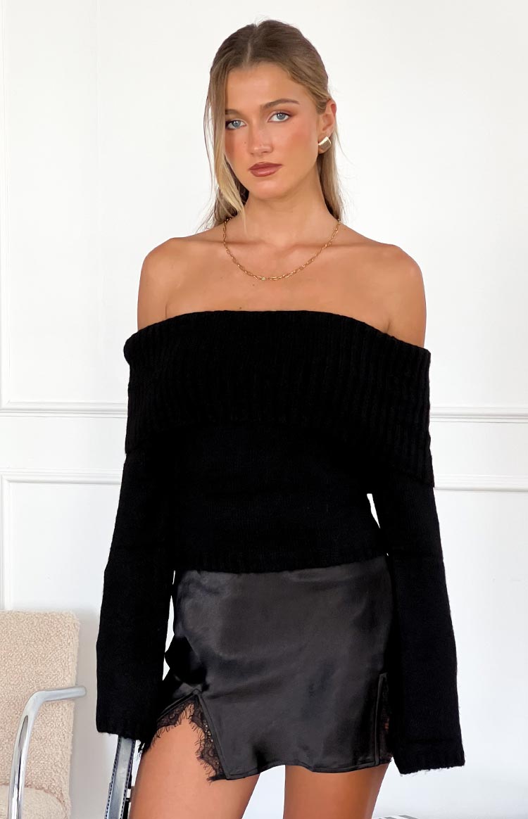 Joey Black Off Shoulder Sweater