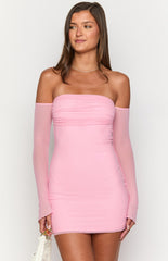 Kaliana Pink Off The Shoulder Mini Dress