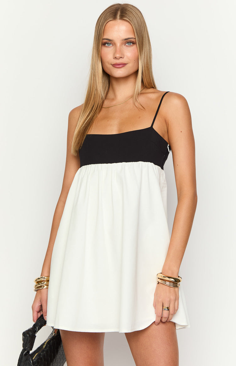Karia White Contrast Mini Dress